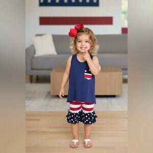 2t/3t/4t NEW Girls 4th of July Tank Top America Flag Toddler Shirt